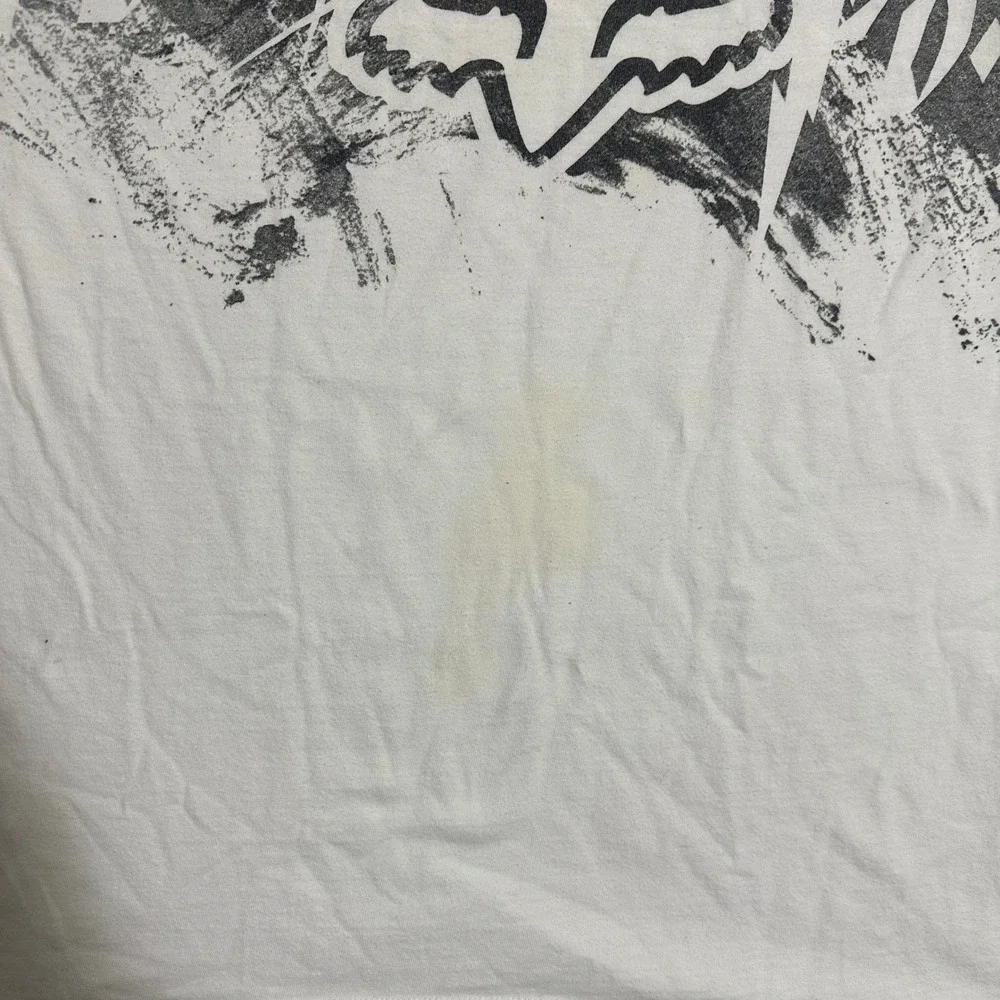 Fox Racing Riders Co Graphic T-Shirt All Over Print Y2K White Black Mens Large